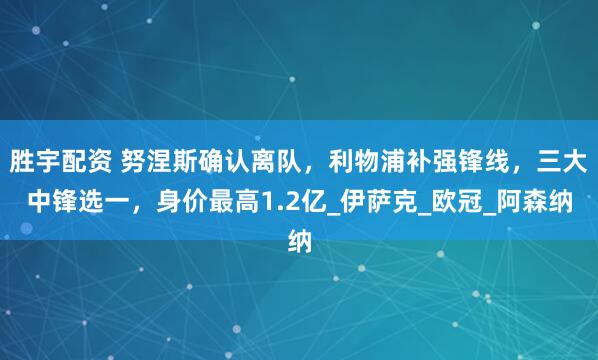 胜宇配资 努涅斯确认离队，利物浦补强锋线，三大中锋选一，身价最高1.2亿_伊萨克_欧冠_阿森纳
